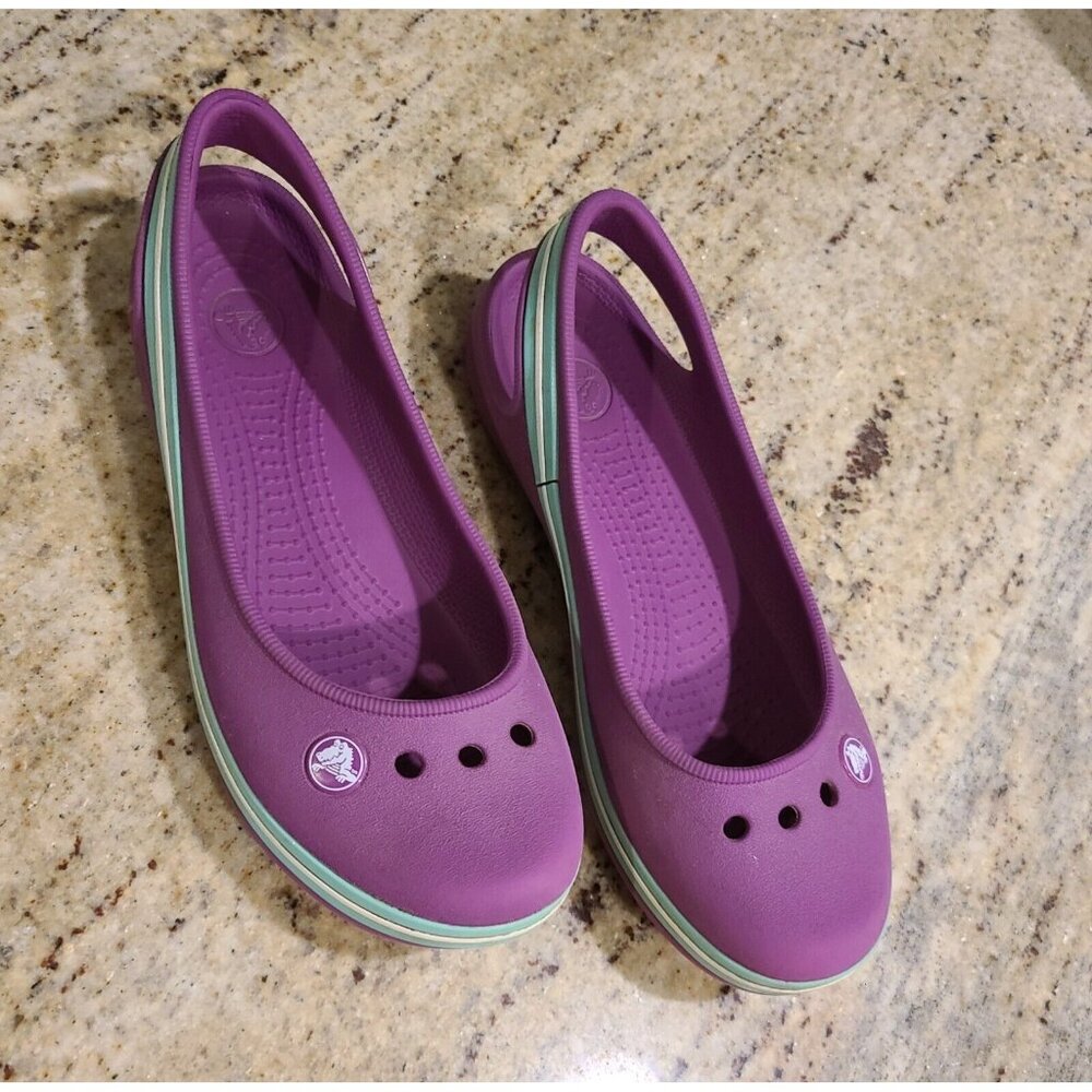 Crocs Genna Purple Pink Crocband Slingback Girl J3 Flats Sandal